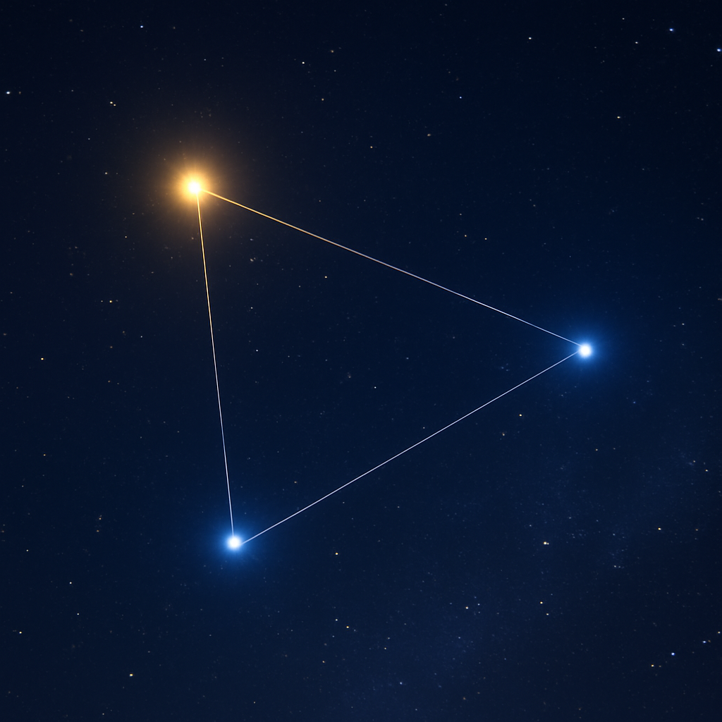Stellarium-Auschnitt mit Frühlingsdreieck