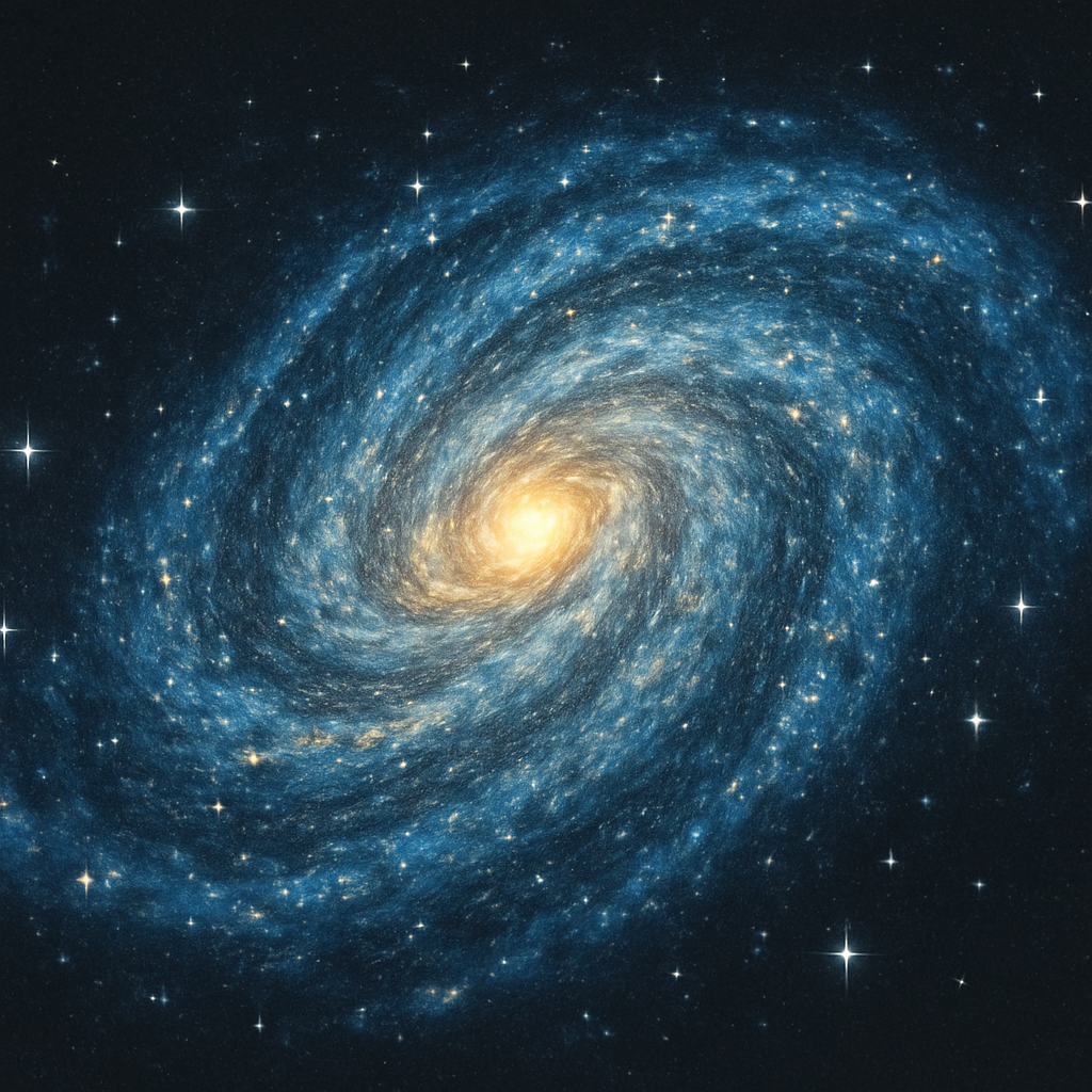 Detailskizze einer Galaxie mit Spiralarmstruktur
