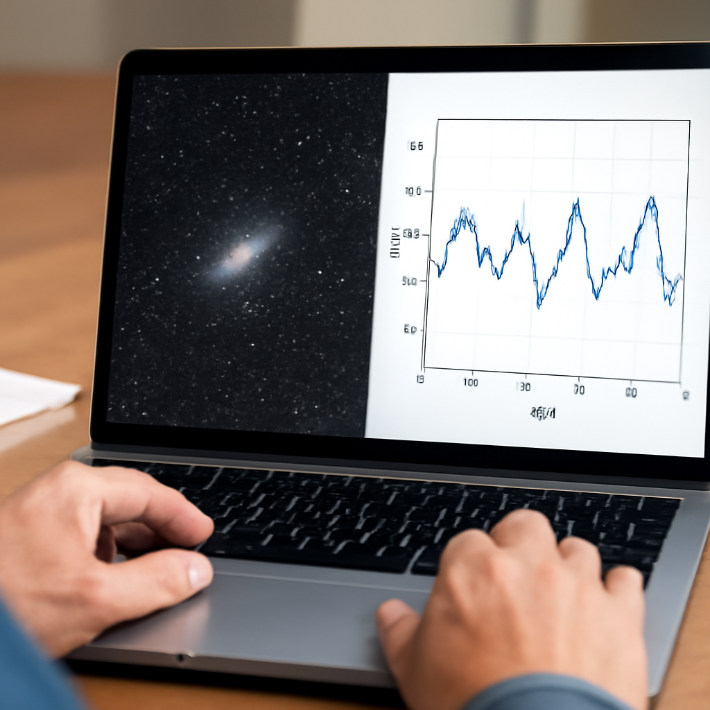 Seeing-Analyse am Laptop; Diagramm der FWHM vs. Zeit