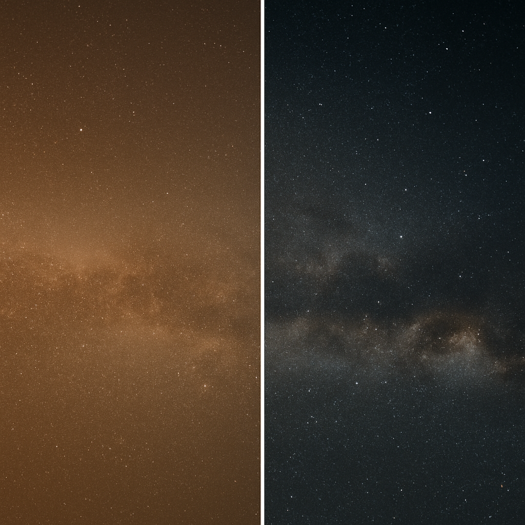 Amp Glow in Ecken; Vorher-Nachher-Vergleich