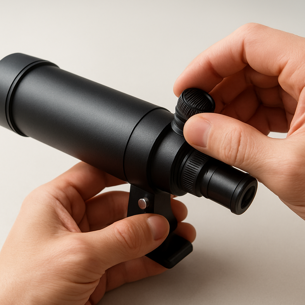 Nahaufnahme: kompakte Optik mit robuster Montierung