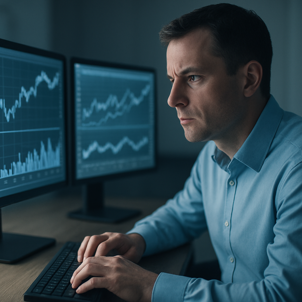 Analystenblick zeigt Governance-Dynamik am Bildschirm