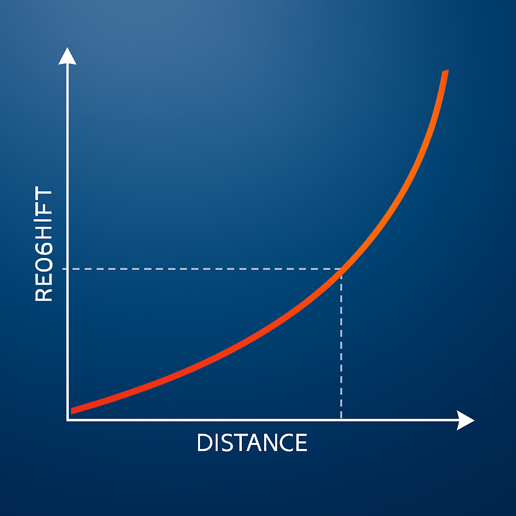 Graphical abstract showing redshift-distance relation