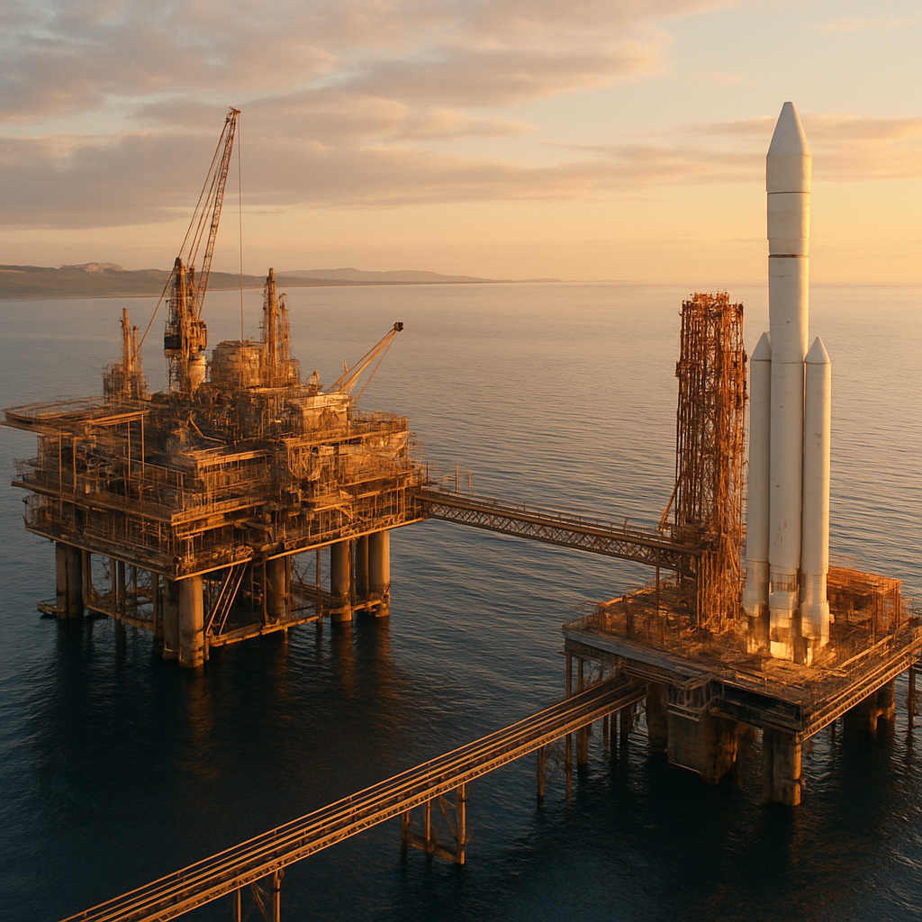Gateway-S Offshore-Startplattform im Meer vor Start