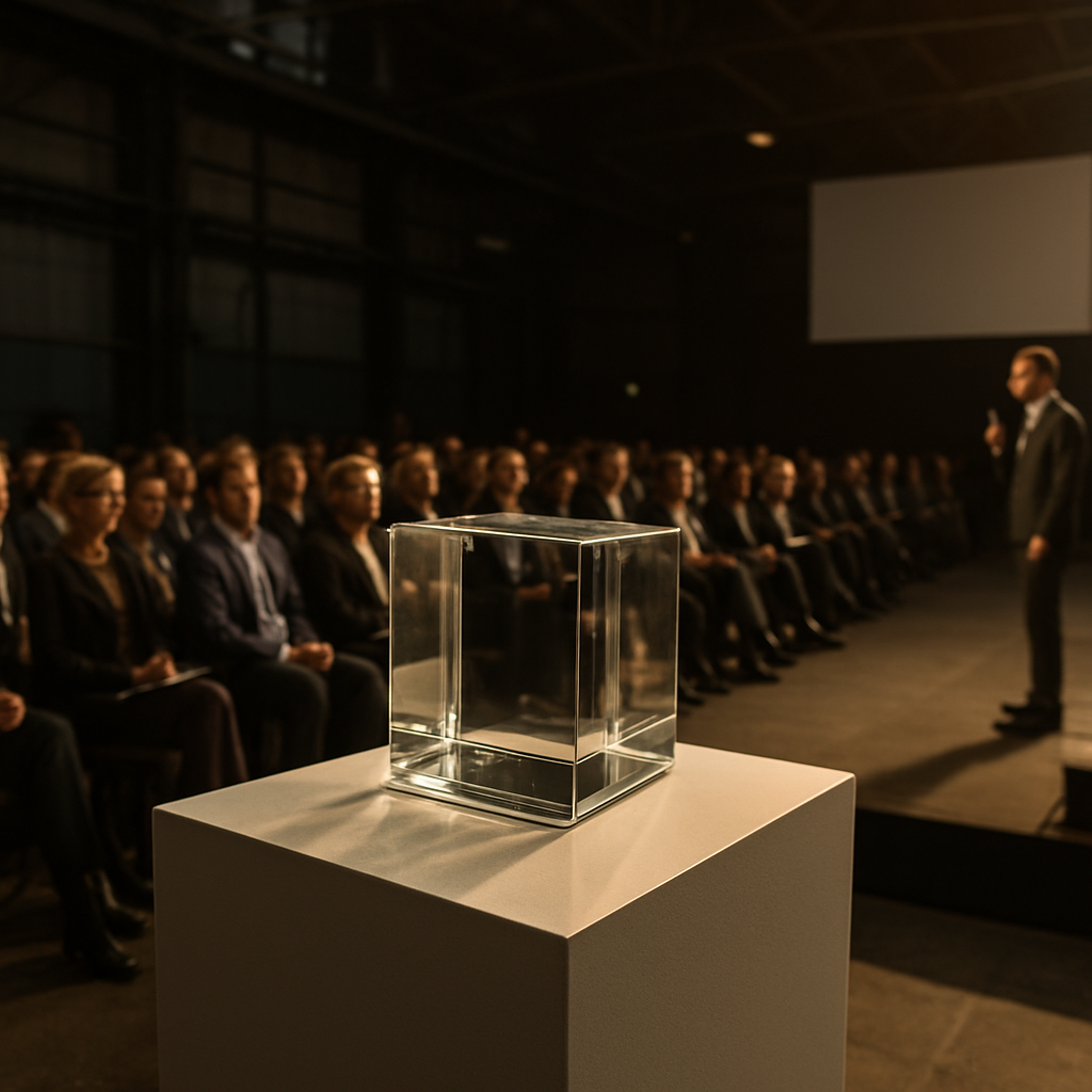 Glaswürfel-Trophäe prägt zentrale Preisverleihung im Hangar