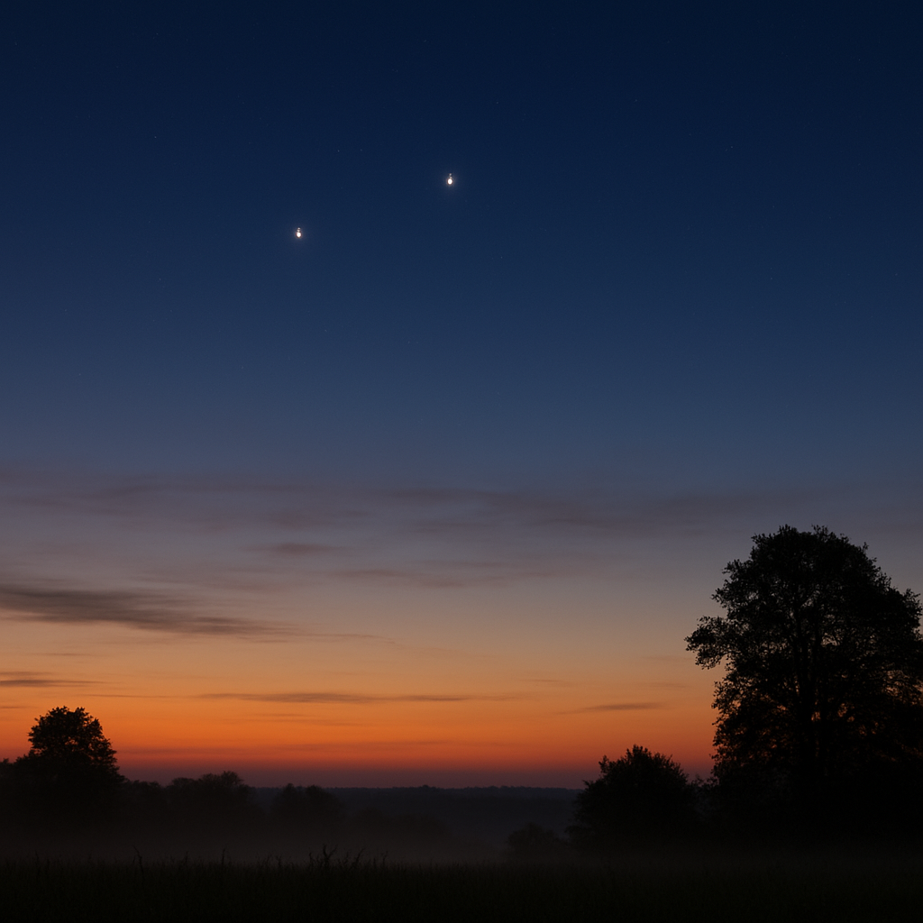 Merkur, Venus und Jupiter im Westen sichtbar