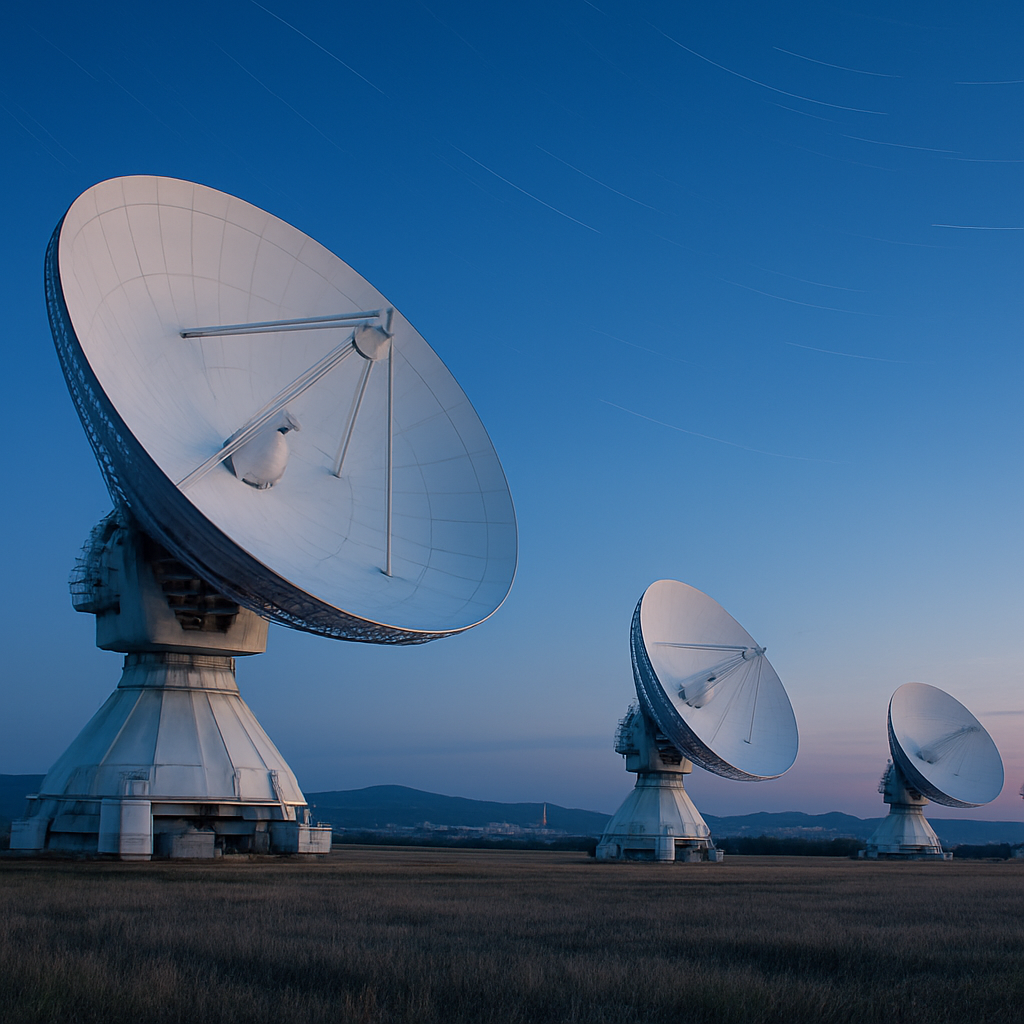 Erdstation mit Parabolantennen in Europa