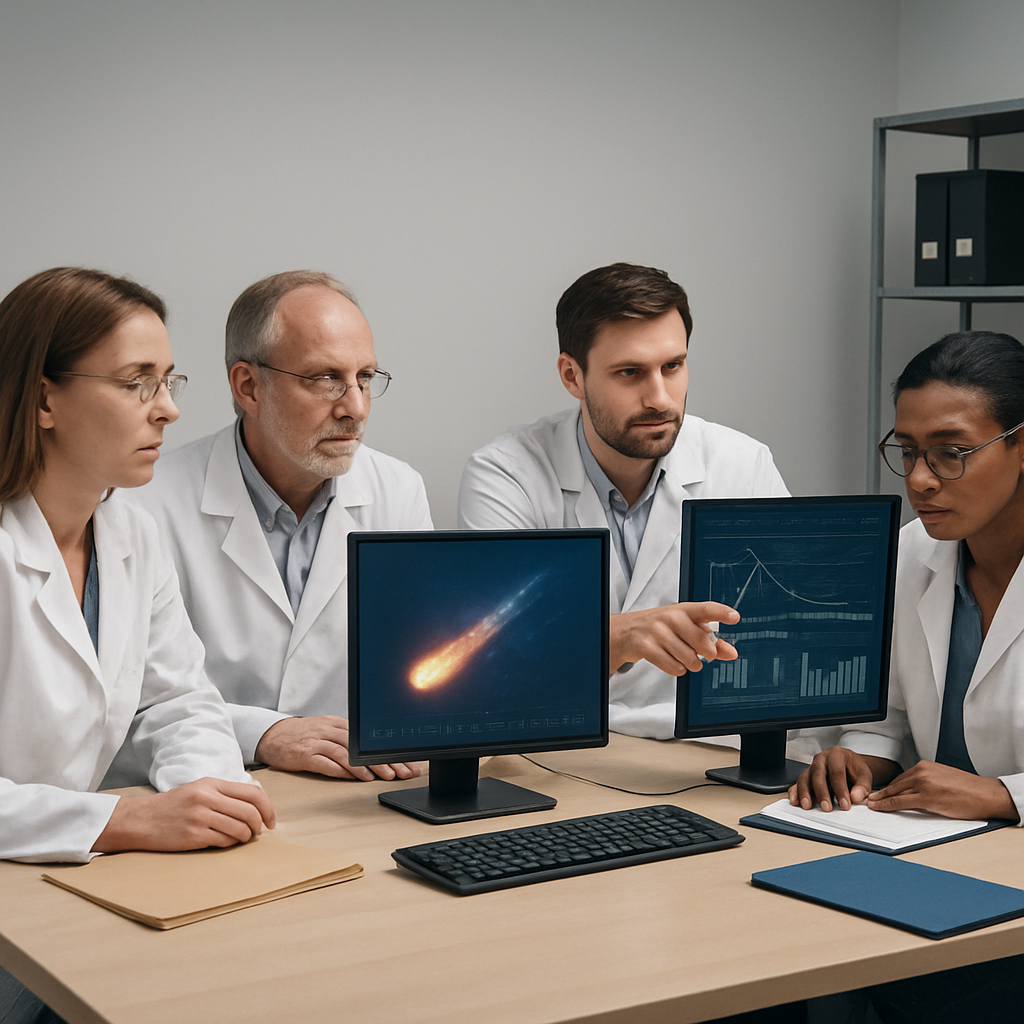 Wissenschaftler analysieren Meteordaten am Schreibtisch