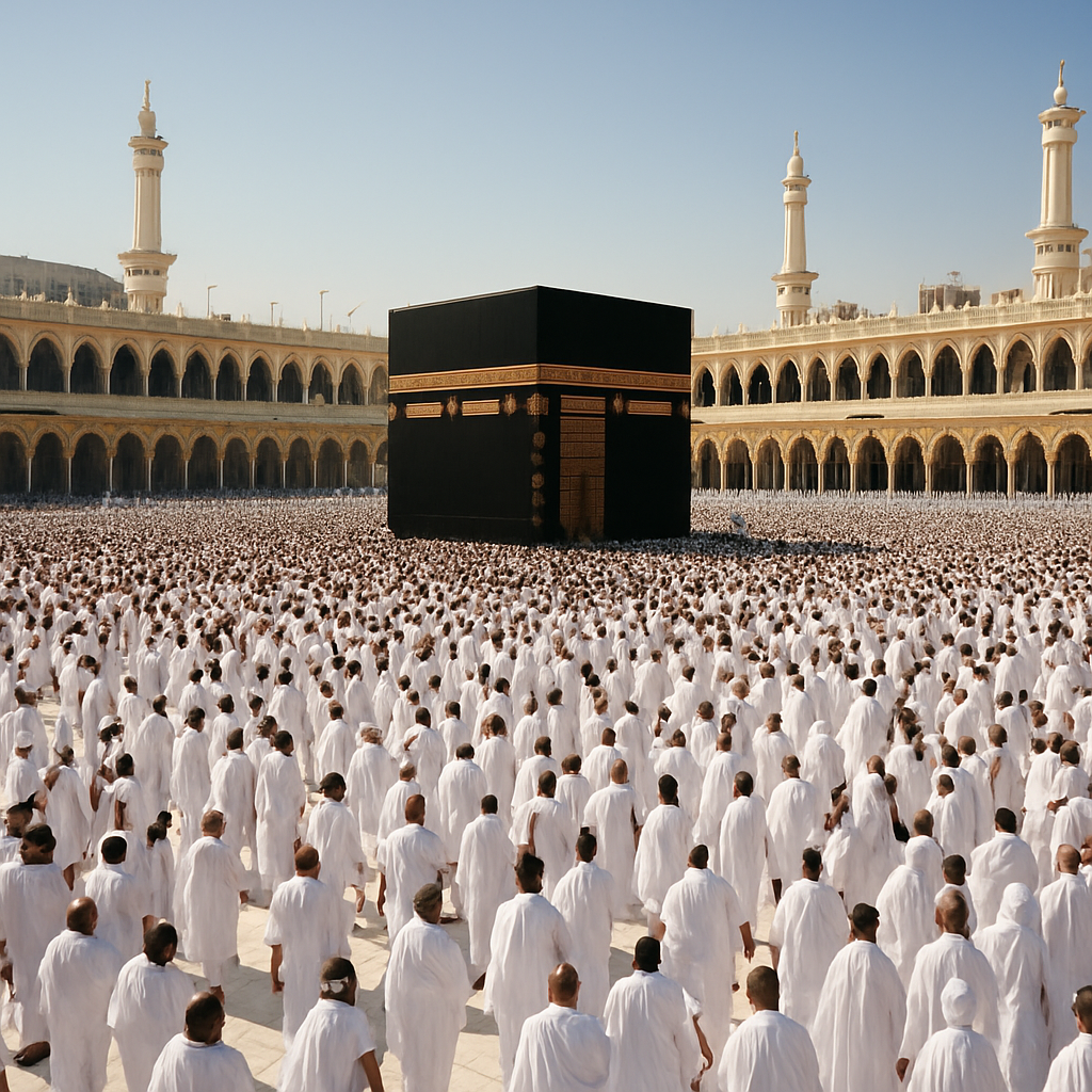 Pilgerströme um Kaaba während Hadsch.