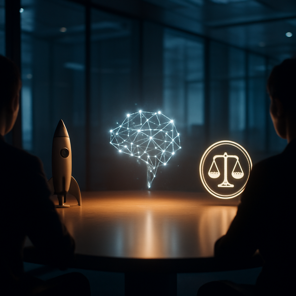 Dreier Silhouetten am runden Tisch