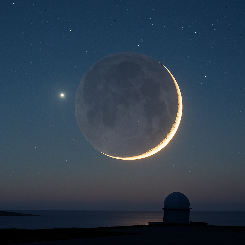 Venus kurz sichtbar am Mondrand