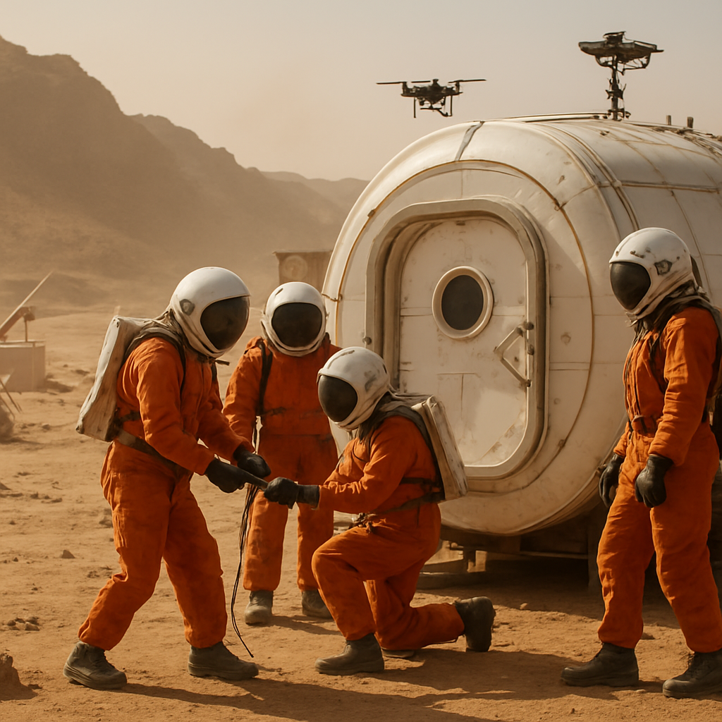 Historische Oman-Simulation mit Habitatmodul und Team