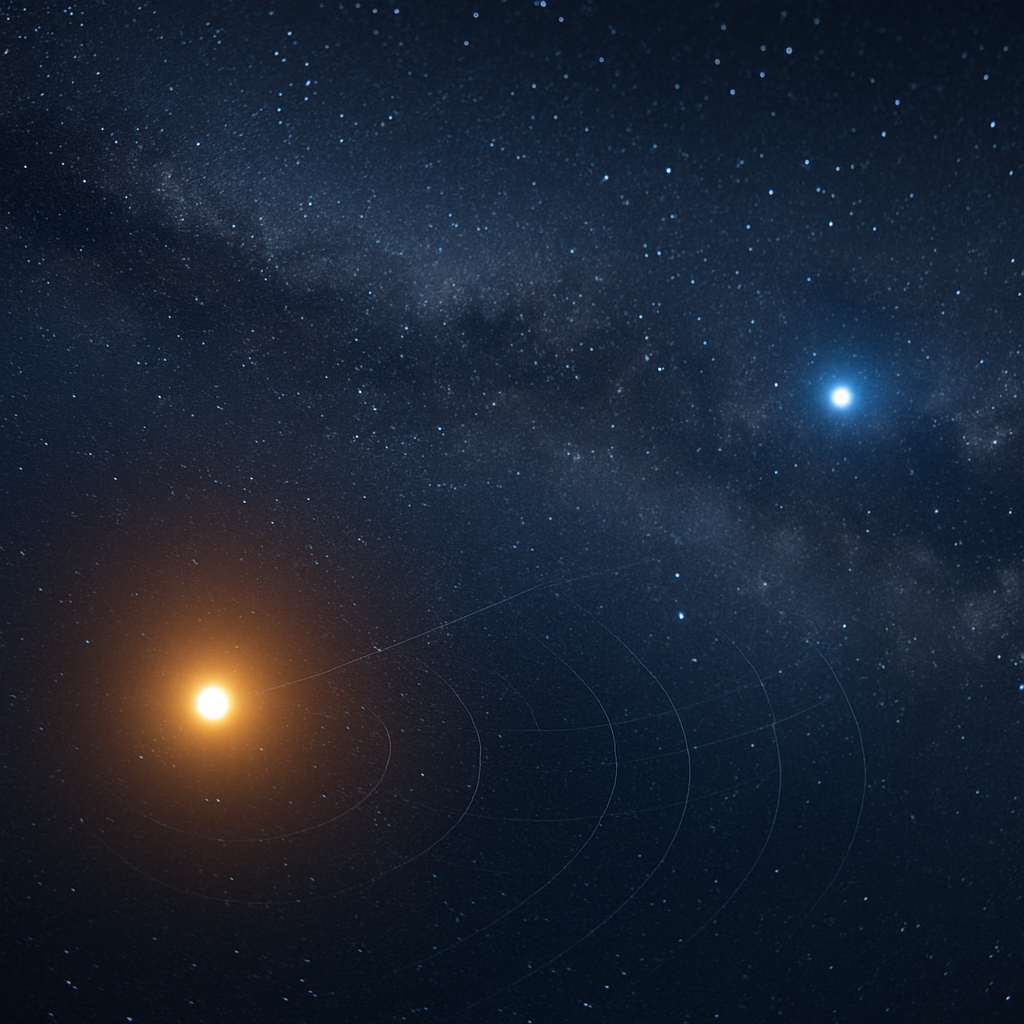 Gaia-Parallaxen zeigen unterschiedliche Entfernungen A und B