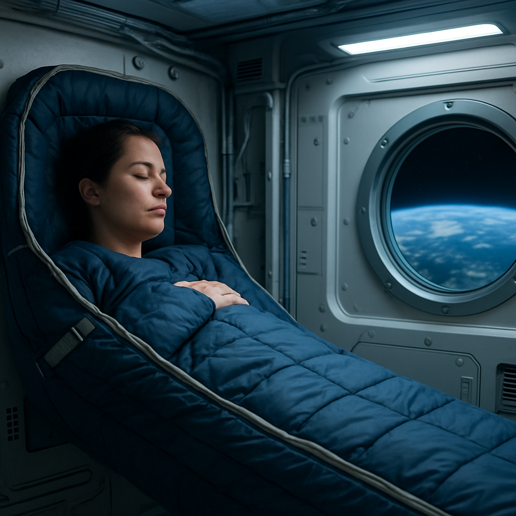 Astronautin ruht in Schlafkoje der ISS